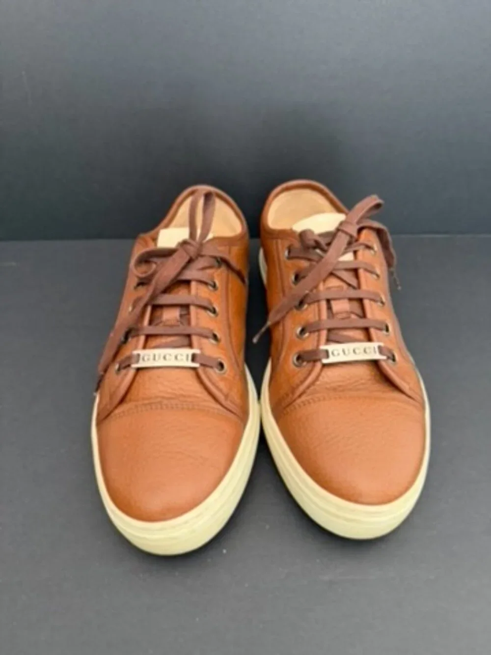 Gucci Brown Leather Miro Soft Low Top Sneakers Size 39